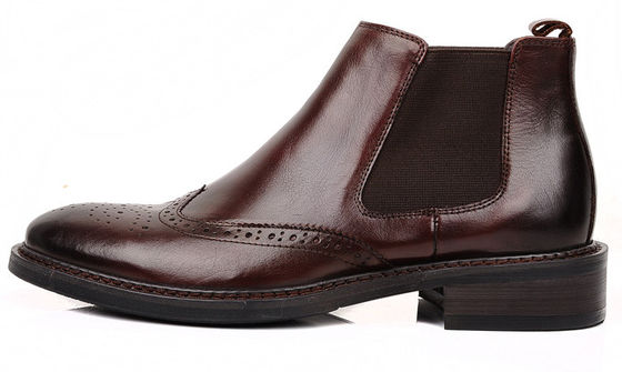 Brogue Style Männer Fußgelenkstiefel Slip On Full Grain Leder Größe angepasst