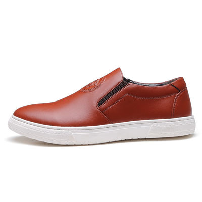 OEM ODM Herren Slip On Lederschuhe Schwarz / Braun mit weißer Sohle