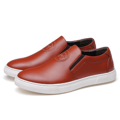 OEM ODM Herren Slip On Lederschuhe Schwarz / Braun mit weißer Sohle