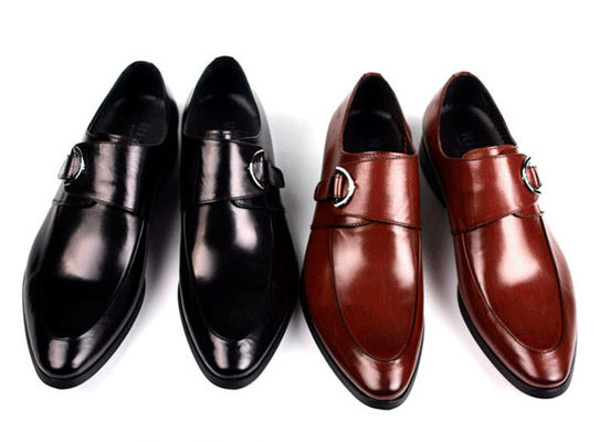 Schwarz / Braun Verbrannte Leder Schuhe, Leder Mönch Gürtel Kleid Schuhe