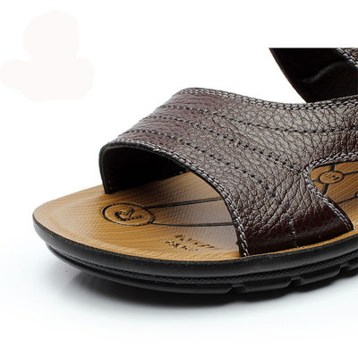 2 in 1 Handgefertigte Leder-Sandalen für Männer Schokoladenbraune Sandalen für den Sommer