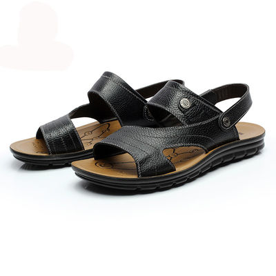 2 in 1 Handgefertigte Leder-Sandalen für Männer Schokoladenbraune Sandalen für den Sommer