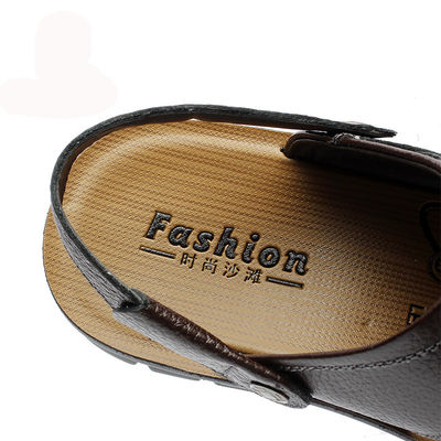 2 in 1 Handgefertigte Leder-Sandalen für Männer Schokoladenbraune Sandalen für den Sommer