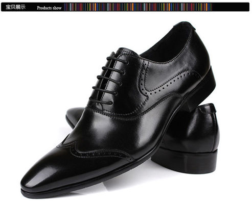 Büroschuhen aus schwarzem Leder, wasserdicht, mit spitzen Zehen, Männer, handgefertigte Lederschuhe.