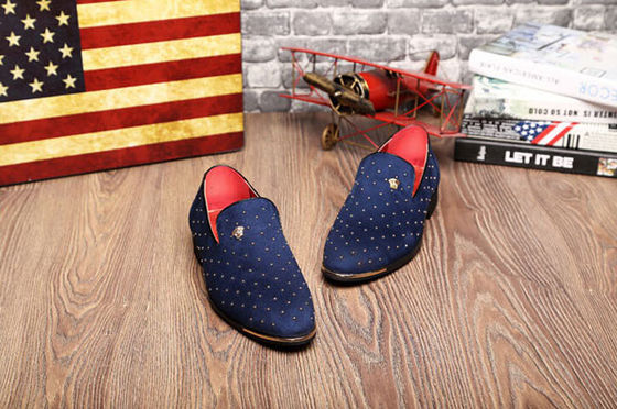 Slip On Men'S Casual Schuhe Blau / Schwarz Custom mit Metallnieten