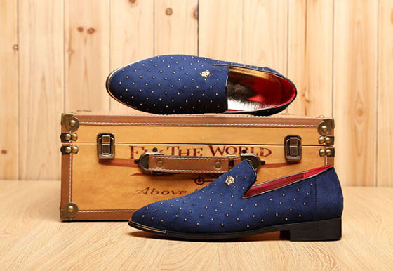 Slip On Men'S Casual Schuhe Blau / Schwarz Custom mit Metallnieten