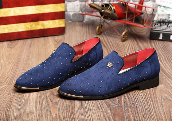 Slip On Men'S Casual Schuhe Blau / Schwarz Custom mit Metallnieten
