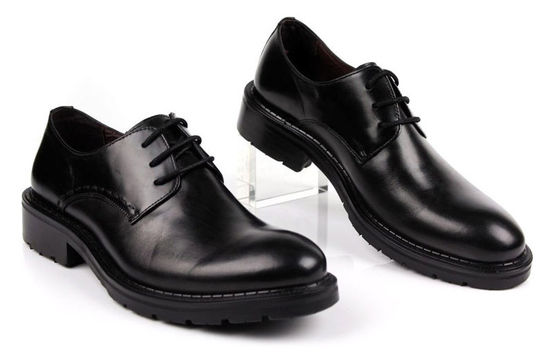 Handgefertigte Schuhe Männer Schwarze Spitze Up Dress Schuhe Komfortabel mit dicken Plattformen