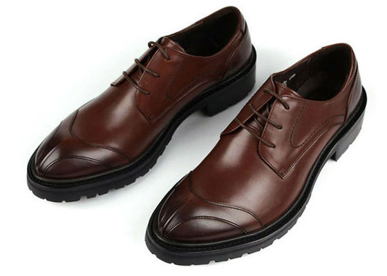 Alle Logo Männer Lederkleid Schuhe mit Stichen Britannien Stile Braune Lederkleid Schuhe