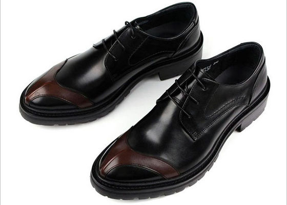 Alle Logo Männer Lederkleid Schuhe mit Stichen Britannien Stile Braune Lederkleid Schuhe