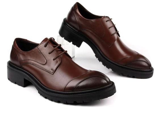 Alle Logo Männer Lederkleid Schuhe mit Stichen Britannien Stile Braune Lederkleid Schuhe