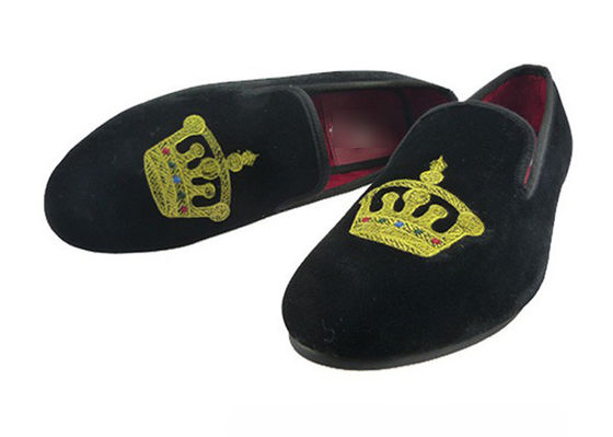 Motif Männer Sommer Loafers, Slip On Krone Stickerei Männer Samt Pantoffeln
