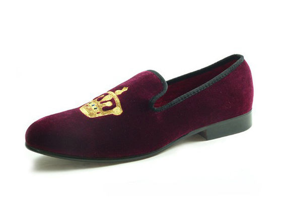 Motif Männer Sommer Loafers, Slip On Krone Stickerei Männer Samt Pantoffeln