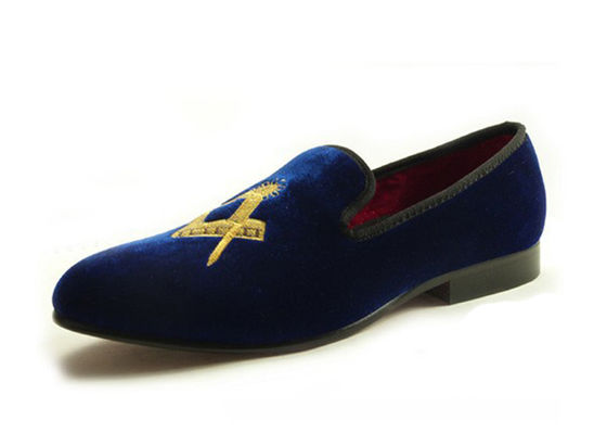 Freimaurer-Schuhe Männer Samt-Loafers Schwarzer Prinz Pergament - Bekleidet Leder Casual Loafers