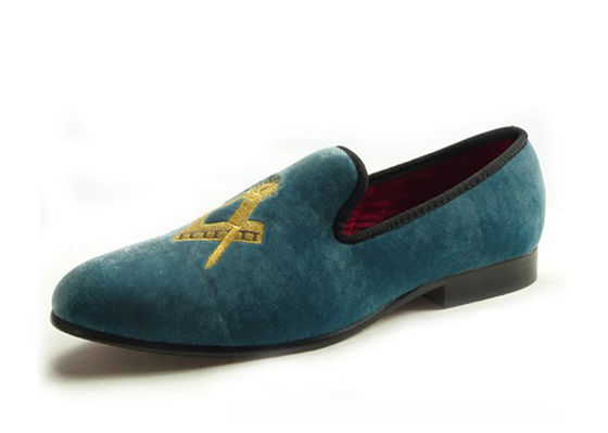Freimaurer-Schuhe Männer Samt-Loafers Schwarzer Prinz Pergament - Bekleidet Leder Casual Loafers