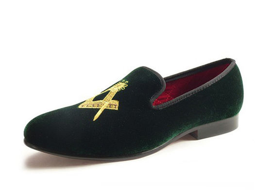 Freimaurer-Schuhe Männer Samt-Loafers Schwarzer Prinz Pergament - Bekleidet Leder Casual Loafers