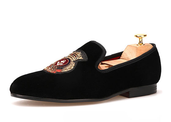 Logo Broderierte Samtloafers Royal Style Luxus-Sandalen für Männer