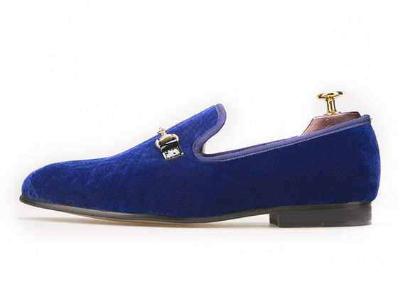 Motif Blau, Samtkleid für Männer, Pantoffeln, Burgundische Loafers, Schnürchen für Männer,