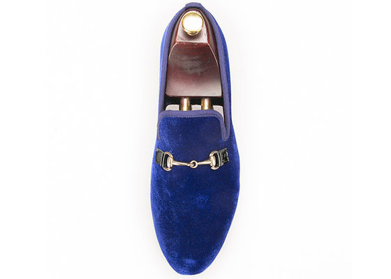 Motif Blau, Samtkleid für Männer, Pantoffeln, Burgundische Loafers, Schnürchen für Männer,