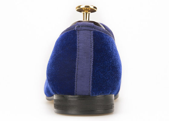Motif Blau, Samtkleid für Männer, Pantoffeln, Burgundische Loafers, Schnürchen für Männer,