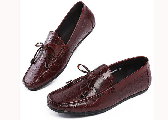 Casual-Männer Lederloafers Anti-Rutsch-Moccasins Bogen-Schleife Flachschuhe