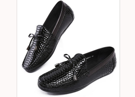 Casual-Männer Lederloafers Anti-Rutsch-Moccasins Bogen-Schleife Flachschuhe