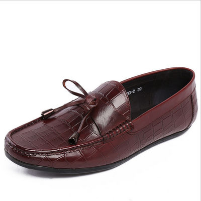 Casual-Männer Lederloafers Anti-Rutsch-Moccasins Bogen-Schleife Flachschuhe