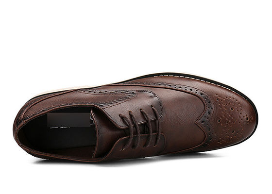 Logo gedruckt Herren Schwarzes Leder Derby Schuhe Custom Handgefertigte Braune Casual Schuhe