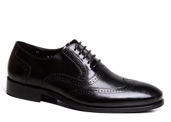 Goodyear Herren schwarze Lederschuhe, geschnitzte handgefertigte Männer Business Casual Schuhe