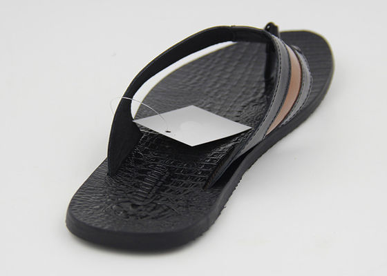 Atemberaubende Herren Lederschuhe Komfortable schwarze Flip Flop-Schuhe für zu Hause