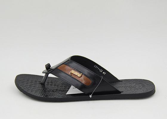 Atemberaubende Herren Lederschuhe Komfortable schwarze Flip Flop-Schuhe für zu Hause