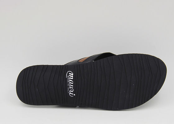 Atemberaubende Herren Lederschuhe Komfortable schwarze Flip Flop-Schuhe für zu Hause