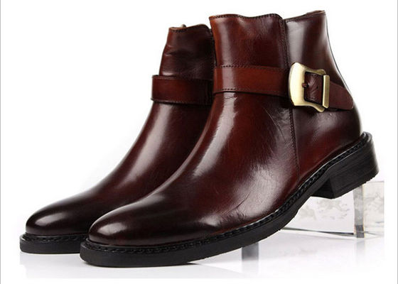British Style Herren schwarze Buckle Knöchel Stiefel Personalisierte Herren Reißverschluss Stiefel