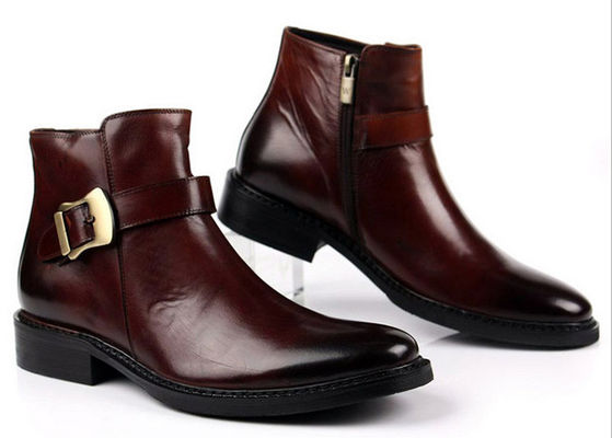 British Style Herren schwarze Buckle Knöchel Stiefel Personalisierte Herren Reißverschluss Stiefel