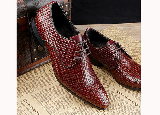 Burgunder-Schuhe für Männer Vintage italienische Goodyear Welted Full Grain Lederschuhe