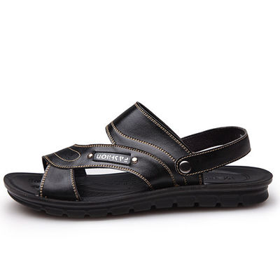 Braune Herrenleder Sommersandalen, lässige, weiche Untersandalen.