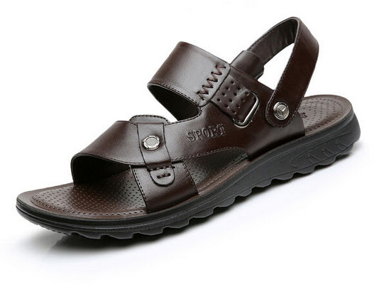 Sommersandalen für Männer, echte Ledersandalen, braune Ledersandalen für Männer.