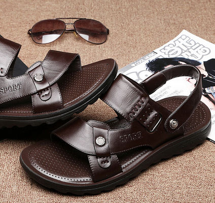 Sommersandalen für Männer, echte Ledersandalen, braune Ledersandalen für Männer.