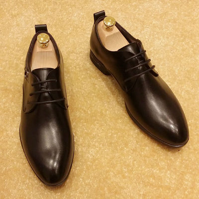 Italienisches echtes Leder-Mannschuh für Hochzeit, schwarze Schuhen mit Schnürsenkeln