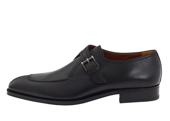Schwarzes echtes Leder handgefertigt Mönchs-Stiefel-Schuhe, Männer-Mönchs-Stiefel Brogue-Schuhe