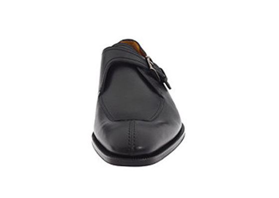 Schwarzes echtes Leder handgefertigt Mönchs-Stiefel-Schuhe, Männer-Mönchs-Stiefel Brogue-Schuhe