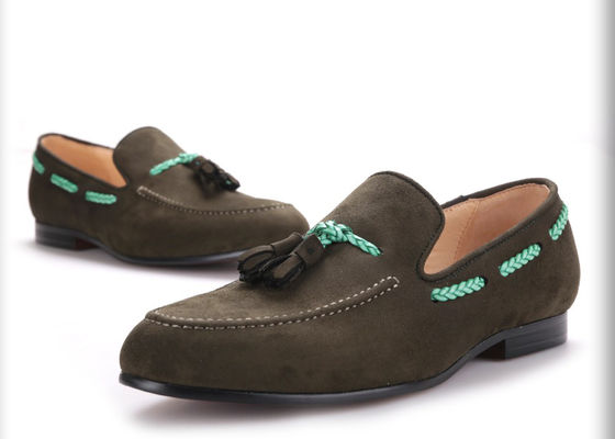 Handgefertigte Männer schwarze Samt Schuhe, Tassel British Style Grau Casual Dress Schuhe