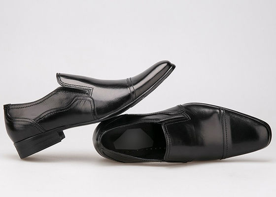Formal Business Männliches Hochzeitskleid Schuhe Tragebeständig Flachschwarzes Leder Slip On Schuhe