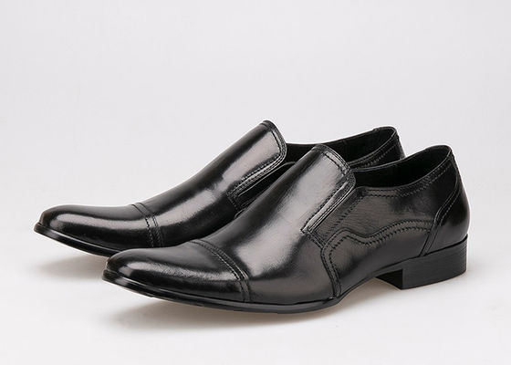 Formal Business Männliches Hochzeitskleid Schuhe Tragebeständig Flachschwarzes Leder Slip On Schuhe