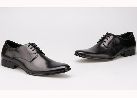 Cow Leather Oberseite Schnürsenkel Derby Schuhe, Flat Heel Weiches Herren schwarze Formalschuhe