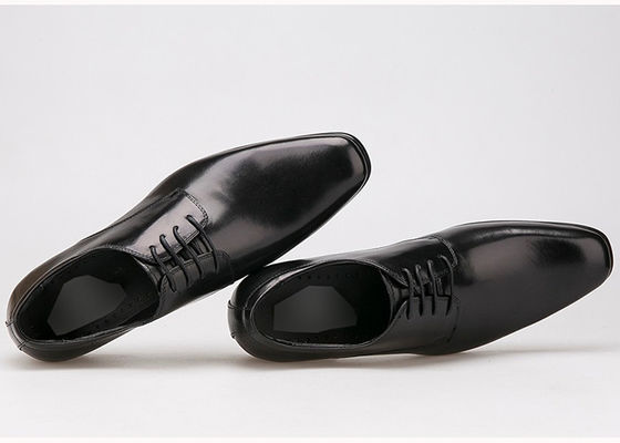 Cow Leather Oberseite Schnürsenkel Derby Schuhe, Flat Heel Weiches Herren schwarze Formalschuhe