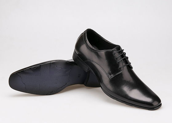 Cow Leather Oberseite Schnürsenkel Derby Schuhe, Flat Heel Weiches Herren schwarze Formalschuhe