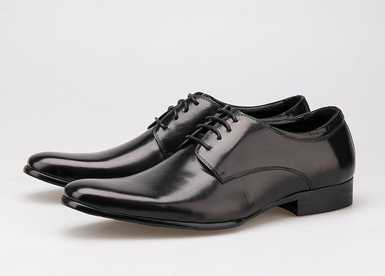 Cow Leather Oberseite Schnürsenkel Derby Schuhe, Flat Heel Weiches Herren schwarze Formalschuhe