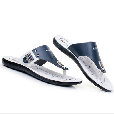 Outdoor-Echtleder-Schuhe für Männer Handgefertigte runden Zehen für Männer Strand-Flip Flops