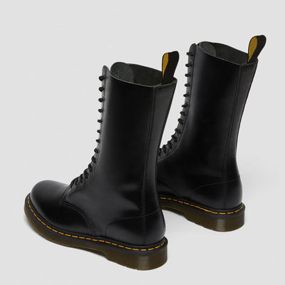 Runde Zehen Damenleder Stiefel schwarzer Militärstil Stiefel für Freizeit / Geschäft